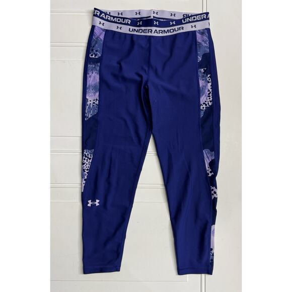 Under Armour Girl’s Size YMD Blue Pink Cropped Capri Leggings - Picture 1 of 5